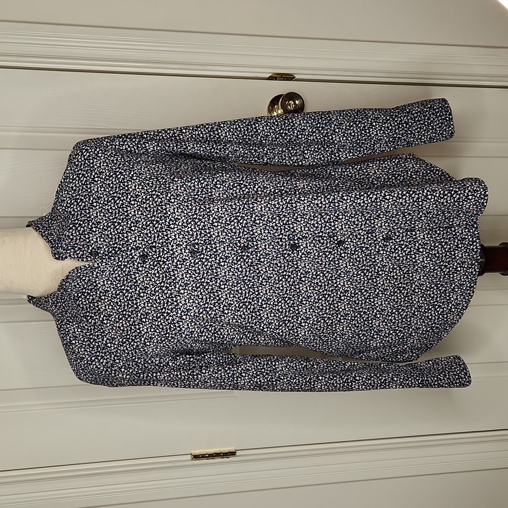 Ann Taylor Lollipop Print Perfect Shirt Navy Size 4 NWT